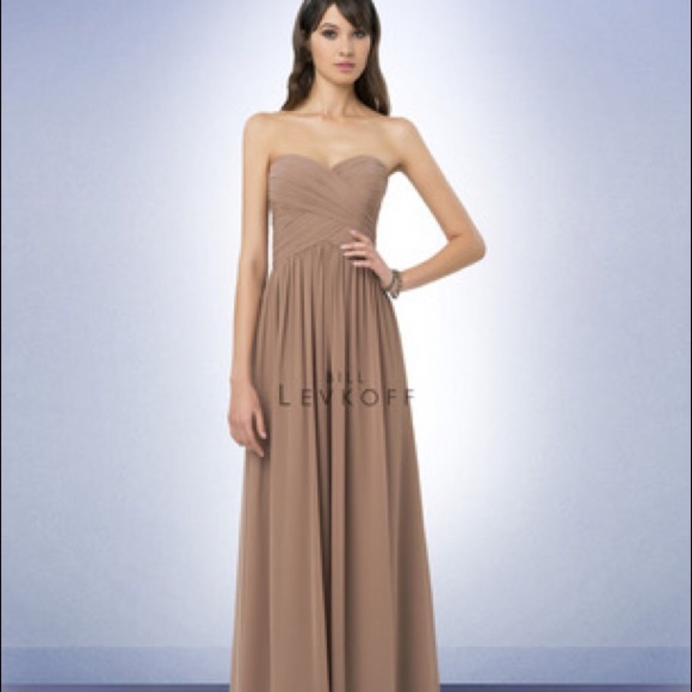 Floor length latte strapless gown size 6